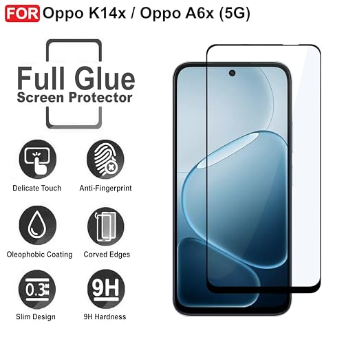 Image of CEDO Tempered Glass for Oppo K14x / Oppo A6x | Screen Protector Full HD Quality Tempered Glass Anti-Scratch Edge to Edge Coverage with Easy Installation Kit (Black)
