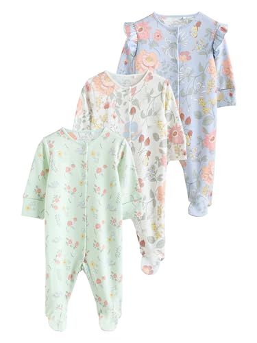 NEXT Bébé fille Dors-bien à imprimé floral pour bébé, lot de 3 Bleu 9 Mois-12 Mois