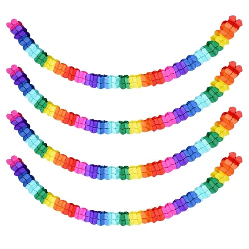 Dreamil Lot de 4 Guirlandes Multicolores en Papier - Design de Trèfle à Quatre Feuilles, Décoration pour Anniversaire, Noël, Mariage et Maison, Écologique...