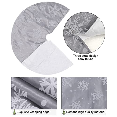 Flash World 36 Inch Large Christmas Tree Skirt Xmas Soft Cover Mat Decor Snowflake Collar Farmhouse Tree Skirt for Holiday Ornaments Party Home Indoor Decorations (Flocking Grey, 36INCH) by FLASH WORLD - Image 3
