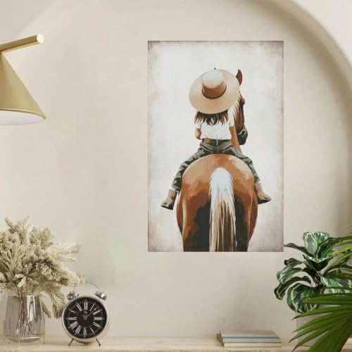 Affiche sur toile cowgirl LYBCEOUG pour habiller un mur vide de chambre ou salon 60x80cm