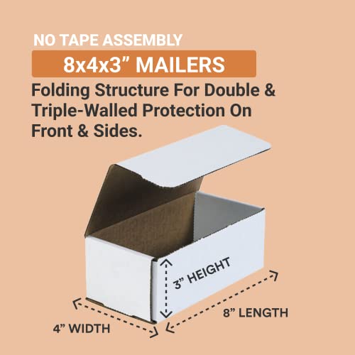 Aviditi Shipping Boxes Small 8"L X 4"W X 3"H, 50-Pack | Corrugated Cardboard Box For Packing, Moving And Storage 8X4X3 843 #TOP1