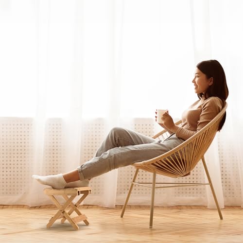 Image of Sorbus Bamboo Folding Step Stool Bench - for Shaving, Shower Foot Rest, Bath Chair - Great for Bathroom, Spa, Sauna, Wooden Seat, Fully AssembledA‚A