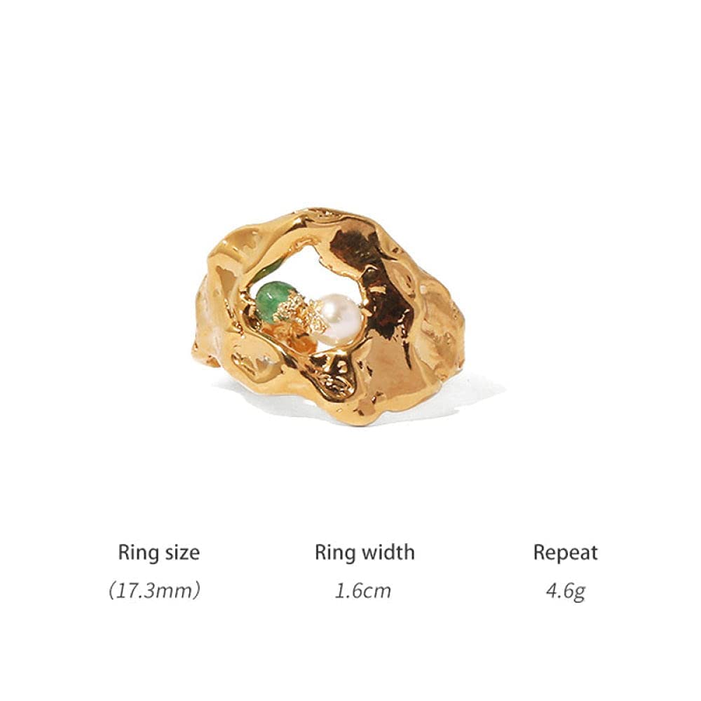 Anello di Stile Nazionale Regolabile da Donna - Anello di Dito Aperto Naturale accidentale, schiaccia Anello articolare in Perla, Regali pratici economici