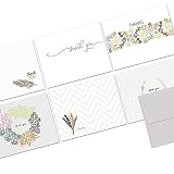 Note Card Cafe Thank You Cards with Gray Envelopes | 36 Pack | Embellished Thank You | Blank Inside,