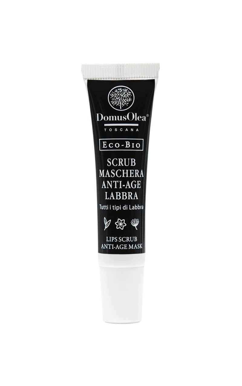 SCRUB MASCHERA ANTI-​AGE LABBRA – LIPSING – 2 in 1 - Azione Levigante, Tonificante e Rigenerante – Per Labbra più Rosee, Morbide e Lisce – 10ml - ECO-​BIO - Domus Olea Toscana