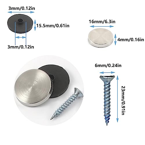 80 Sätze Spiegelschrauben Silber Edelstahl Panelschrauben 16mm Spiegel Schrauben mit Schraubenkappe Schrauben und Dichtungen Für In Spiegeln Teetischen Schränken Anderen Holz- Oder Glasmöbeln …
