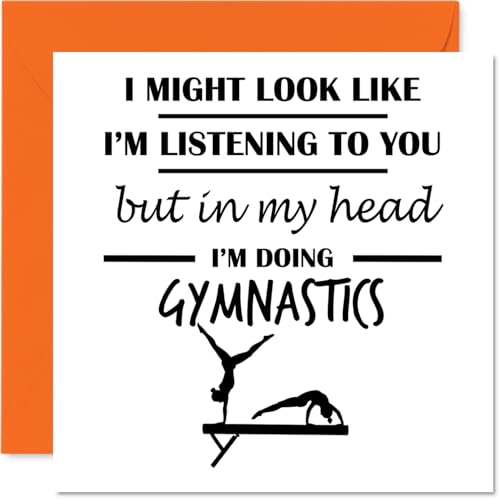 Tarjeta de cumpleaños de gimnasia para hombres y mujeres – In my Head – Tarjeta de feliz cumpleaños para vecino, hija, hermano, hermana, tarjetas de felicitación de cumpleaños de 145 mm