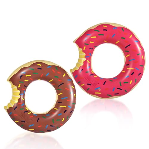 Donut Schwimmring für Kinder 3-10 Jahre,2Pcs Sprinkle Donut Schwimmreifen Aufblasbar-70cm,Pool Aufblasbar Schwimmen Ring für Jungen Mädchen Sommer Schwimmbad Wasser Outdoor Spielzeug Party Zubehör
