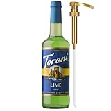 Torani Sugar Free Syrup, Lime Flavoring for Drinks, Zero Calorie, Glass Bottle with Pump Included, 25.4 Fl Oz