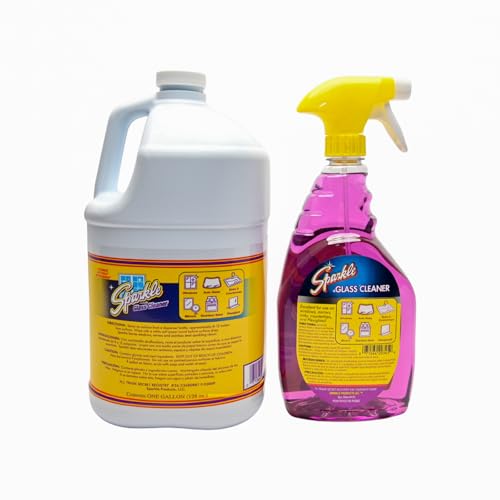 Sparkle Glass Cleaner Spray Bottle & 1 Gallon Refill, Ammonia-Free Original Formula, Streak-Free Shine, 33.8 fl oz + 128 fl oz (Pack of 2)