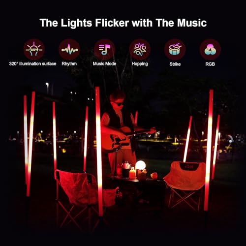 Image of 6 Pack DJ Tube Lights with Case 4ft RGB Stick Lights 5000mAh Battery Powered LED Neon Light Tubes Stand 500 Lighting Effects Portable Light Bar for Video Photography Studio DJ Dance Party Lighting