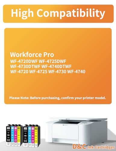 D&C 35XL wkłady do drukarki Epson 35 XL 35XL Multipack kompatybilne z Epson WF 4720 kartridże do drukarek Workforce Pro WF-4725 WF-4730 WF-4740 WF-4720DWF WF-4725DWF WF-4730DTWF WF-4740DTWF (zestaw 8