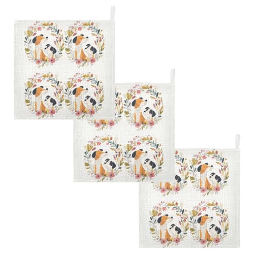 vvfelixl Baby Print Dogs Baby Burp Cloths Baby Muslin Washcloths for Boys Girls Cotton Babys Face Towel for Newborn Infants Soft and Absorbent 11.8 X 11.8 in, 5 Pack2