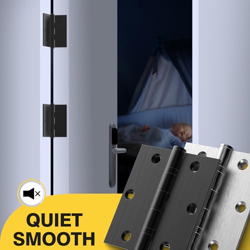 KOLET Ball Bearing Door Hinges, 3.5 x 3.5 Inches Hinges, Square Corner Stainless Steel, Heavy Duty Door Hinges, No Squeak and Non Removable Pin, Matte Black, 3 Pack by Kolet - Image 8