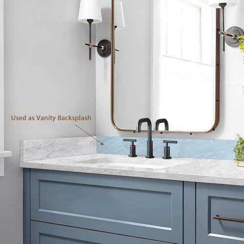 EQLOO 48 Inch Natural Marble Bidesplash for Bathroom Vanity Sink Top,Universal Bathroom Vanity Backsplashes,48 in. W x 4 in. H Backsplash in Carrara Marble