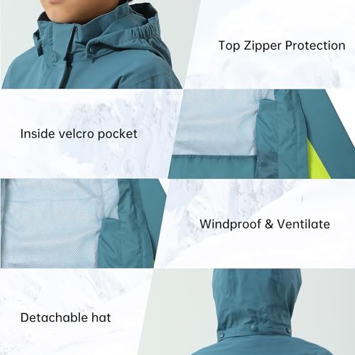 Image of YINGJIELIDE Boys Girls Waterproof Rain Jackets Kids Easy to Fold Windbreaker Lightweight Outdoor Hooded Raincoat