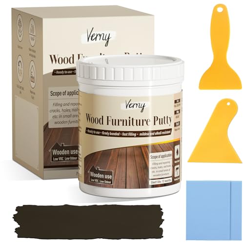 Verny Wood Filler,Wood Putty - for Repairing Wood Scratches,Water Resistant,Carrying Tool Easy to Use & Quick Drying,Wood Filler Stainable That Solves Repair Problems,9.8oz (Black Walnut)