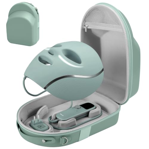 Face Mask Case Compatible with Shark CryoGlow LED Face Mask, Detachable Molded Fixed Grooves & Shock-Absorbing EVA Lining, Hard Shell Protective with Handle & Adjustable Shoulder Strap (Green)