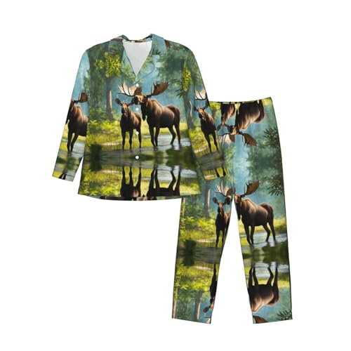 Pyjama homme motif cerf et élan : ensemble de nuit doux pour relaxation