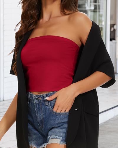 Image of Summer Tube Tops Basic Crop Tops for Women Strapless Tank Casual Tunics Sexy Short Shirts 2026