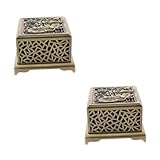  Cabilock 2 Pièces Brûleur d\' à Plat de Lotus carré Porte- Creux Porte-Incitation en cuivre brûleur d\' Ancien brûleur d\' en cuivre encensoir Alliage de cuivre
