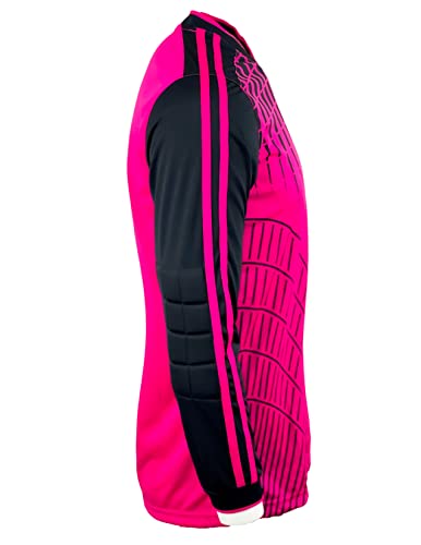 Men's Goalkeeper Soccer Jersey, Padded Goalie Shirt With Sponge Protector (Pink/Black, X-Large) #TOP2