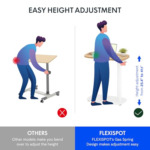 FLEXISPOT Adjustable C Table with Wheels, Mobile Snack Side End Table Sofa Couch Bedside Table Laptop Cart TV Tray Night Stand Small Space Side Table(23.6" W x 13.8" D,Maple)