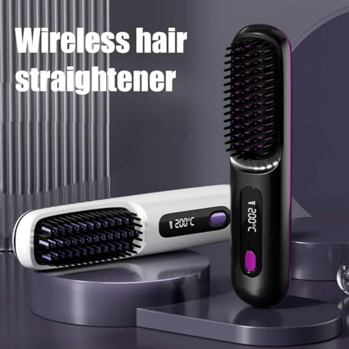 Go Brush Pro, Cepillo Térmico para Cabello Corto, Plancha de Pelo Portátil, Peine Inalámbrico Recargable, 2 en 1 para Alisar y Rizar, 3 Ajustes de Temperatura, Calentamiento Rápido (Blanco) - imagen 6