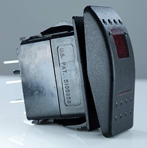 Carling Technologies Sealed Lighted Rocker Switch DPDT 7 Connections w/Rocker Actuator Red Lens