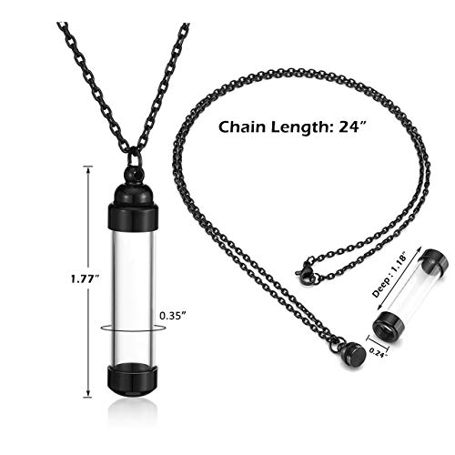 Zysta Personalized Engraving Acrylic Cylinder Urn Necklaces for Ashes Clear Glass Tube Vial Creamation Necklace Custom Ash Urns Locket Pendant Keepsake Memorial Jewelry3