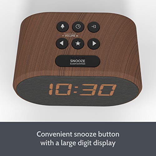 I-Box Alarm Clock Bedside Non Ticking Led Backlit Alarm Clock With Usb Charger & Fm Radio, 5 Step Dimmable Display - Wall Outlet Powered With Battery Backup (Wood) #TOP4