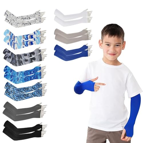 Whakano 1 Paar Armmanschetten für Kinder,Arm Ärmel UV-Schutz,Kühlung Atmungsaktive Sonnenschutz Armstulpen,Ärmlinge für Jungen Radfahren Laufen Baseball Outdoor Sport,36 x 8 x 5cm,Schwarz