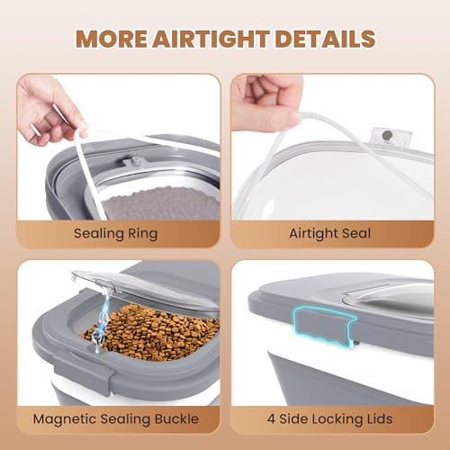 DDMOMMY 23-25 Lbs Airtight Dog Food Storage Container,Collapsible Dog Food Container with Lid,Wheels,Handle,Large Pet food storage Container with Scoop,Small Food Container for Dog Cat - Thumbnail 3
