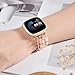 CAGOS Bracelet Compatible with Fitbit Versa 4 Bands/3/Sense/Sense 2 for Women, Handmade Beaded Elastic Replacement Wristband for Versa 2/1/Lite Watch/Special Edition Watch (Rose Gold, Versa 3 /4/Sense/Sense 2)
