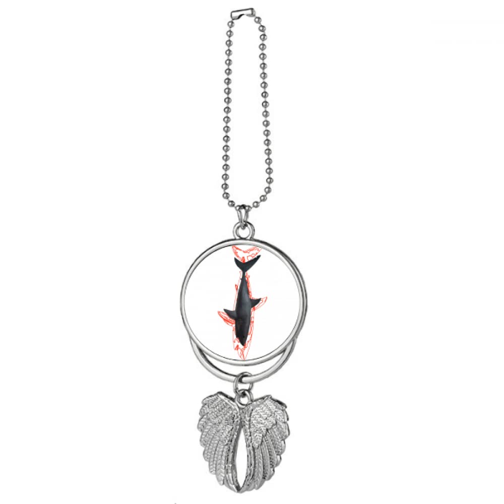 N/A Sharks Hang Upside-Down Bloodstains Suspension Silver Wing Car Pendant Decoration