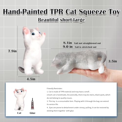 Image of Big Hand Painted Cat Squishy Toys,Large Cute Ultra Soft Kitty Squeeze Fidget Toys for Stress Relief ,Kawaii Squishies Sticky Animal Toys for Adults Kids,Decompression Sensory Balls Toys for Autism