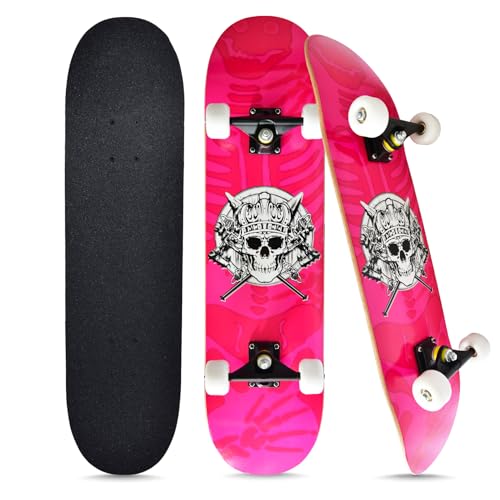 Image of Skateboards for Beginners Kids Boys Girls and Adults,31''x8'', 7-Layer Maple, Double Kick Concave, Fascinating Cool, Solid&Durable