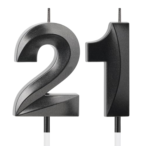 YEAAGE Black Number 21 Candles 21st Birthday Decorations for Him & Her
