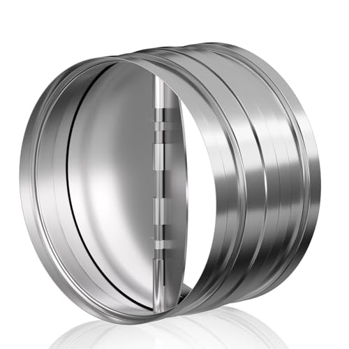 Hon&Guan 逆風防止ダンパー ダクト接続型 【インボイス制度登録店】 チャッキダンパー 逆流防止 軽い羽根付き 換気システム用 強制排気用換気口 ニオイ/くさい/煙の逆流防止 (シルバー,φ150mm)