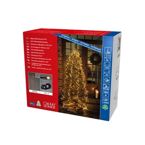 Konstsmide LED Halo Tree System Christmas Lights Outdoor 6 Strands of 180 Diodes/Outdoor or Indoor Use (IP20)/1080 Amber Diodes/Optional 8 Hour Timer/4m/String Lights Black Cable