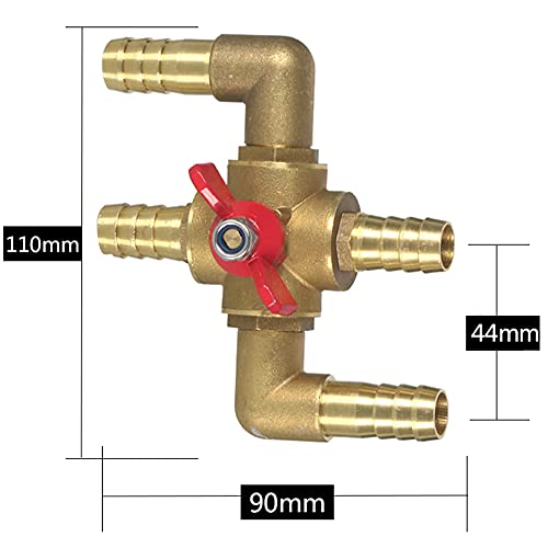 Joywayus All Solid Brass Body Automobile Integrated 4-Way Heating Water Manual Control Valve 5/8” (16Mm) Od Barb #TOP1