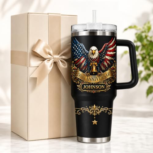 Image of Personalized 250th Anniversary Of America Tumbler - Custom Patriotic USA Flag 1776-2026 Gifts - US Eagle Freedom Tumbler 40oz A20 - American Flag Independence Celebration Gifts For Men, Women