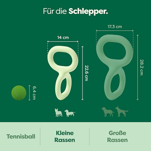 Earth Rated Ziehspielzeug, interaktives Spielzeug für ausgewachsene Hunde und Welpen, ergonomischer Griff, Naturgummi, klein, grün