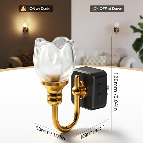 Image of DORESshop Night Light,Tulip Night Lights Plug into Wall 2 Pack
