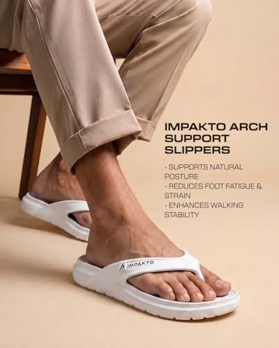 Image of Impakto Men's Arch Support Flip Flops | Lightweight & Bounce-Back Slippers | Soft Cushioned Footbed | Regular Wear Chappal for Home, Casual & Outdoor Use