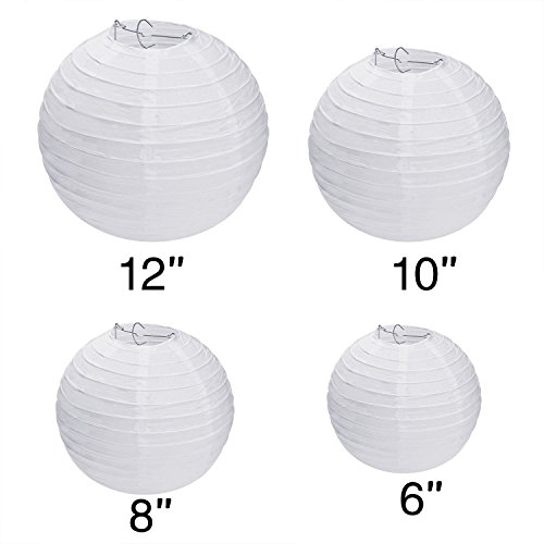 Lihao White Hanging Paper Lanterns For Wedding Party Decoration, 4 Size - 10 Piece #TOP1