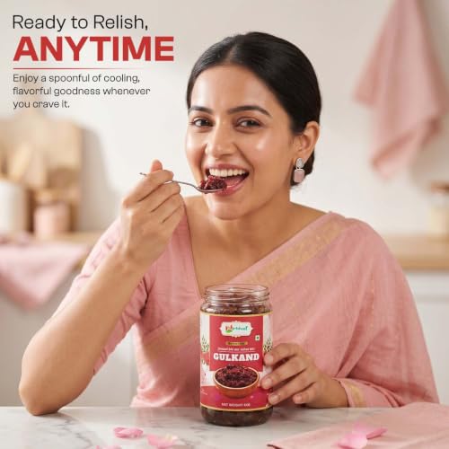 Image of NIRBHAU 1kg Premium Natural Gulkand Fresh Handpicked Rose Petals | Mishri Traditional Ayurvedic Rose Preserve for Natural Cooling | Digestive, Support Energy, Refreshment, Authentic Floral
