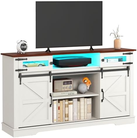 Livofloral Farmhouse TV Stand for 65+ Inch TV, 33