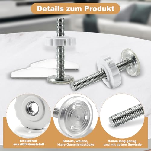 4 Stück Druckschrauben und 4 Sicherheits Wandschutz Pads, Treppenschutzgitter Verlängerung 8-teiliges Set, Gewindestangen für Babygitter ohne Bohren für Haustier Kindergitter Treppengitter